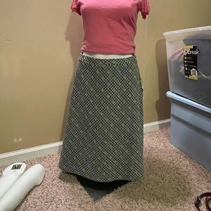 60's/70's a-line green plaid skirt
